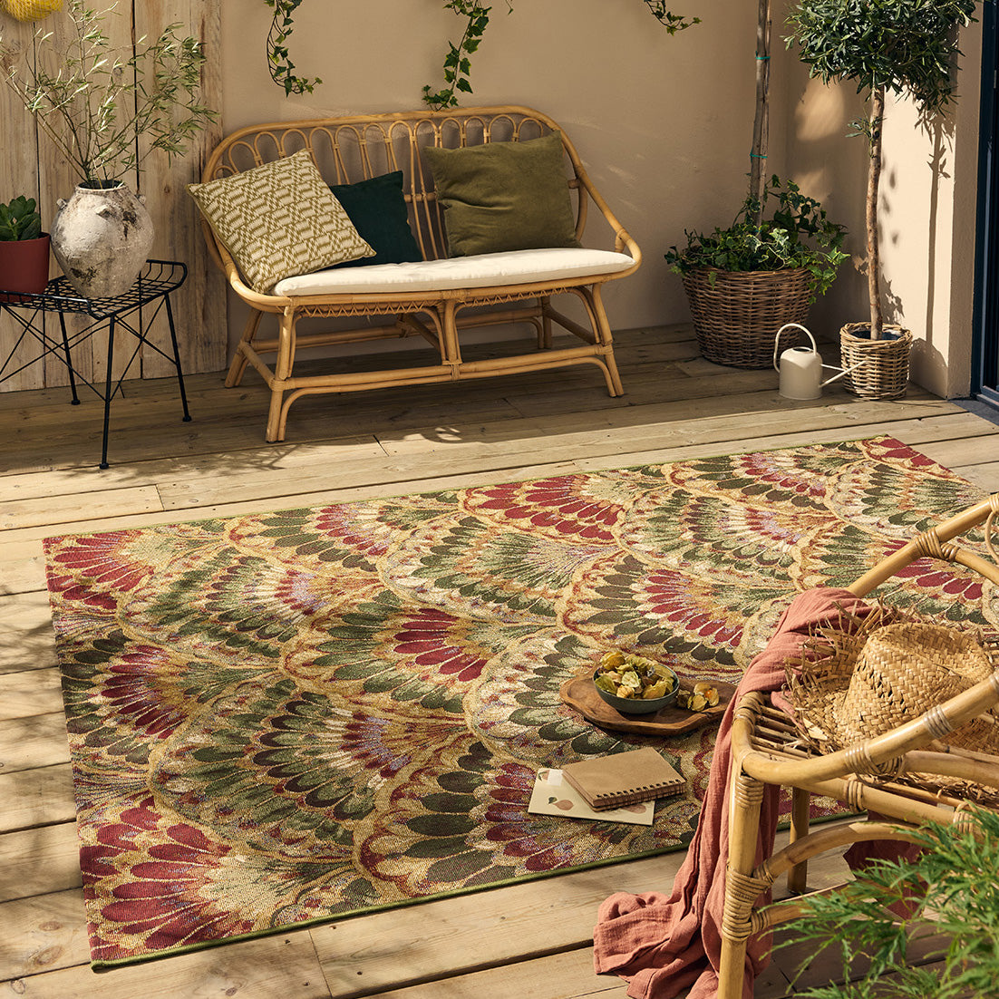 LIDO - Tapis d'extérieur élégant à motif éventail multicolore - LID710MUL LIDO