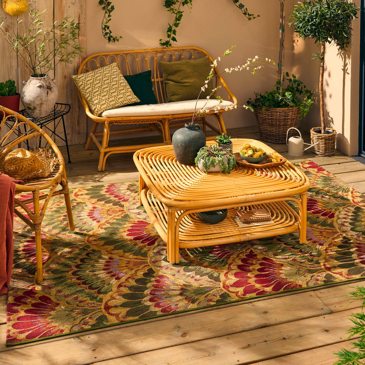 LIDO - Tapis d'extérieur élégant à motif éventail multicolore - LID710MUL LIDO