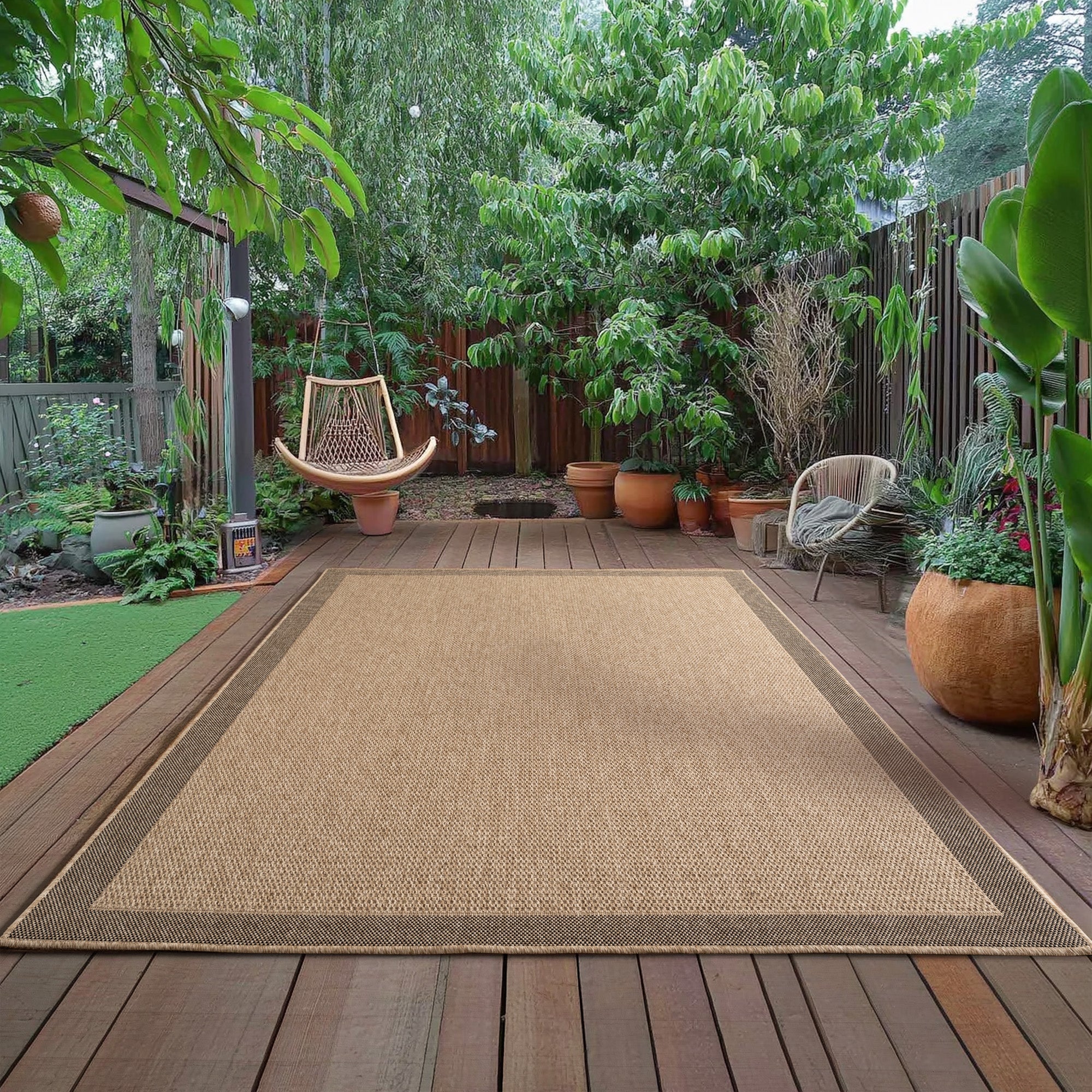 LINORA – Tapis intérieur/extérieur beige, aspect jute - LIN1402BEI LINORA