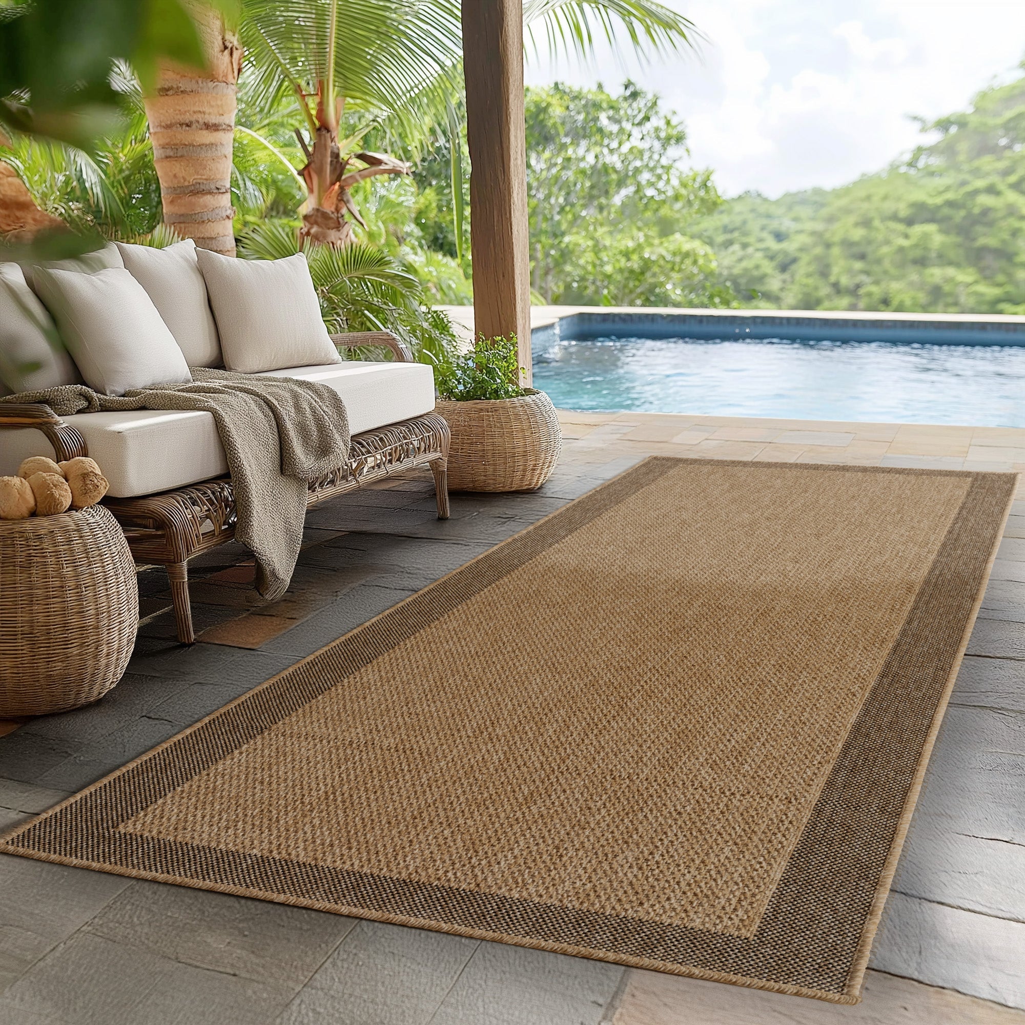 LINORA – Tapis intérieur/extérieur beige, aspect jute - LIN1402BEI LINORA