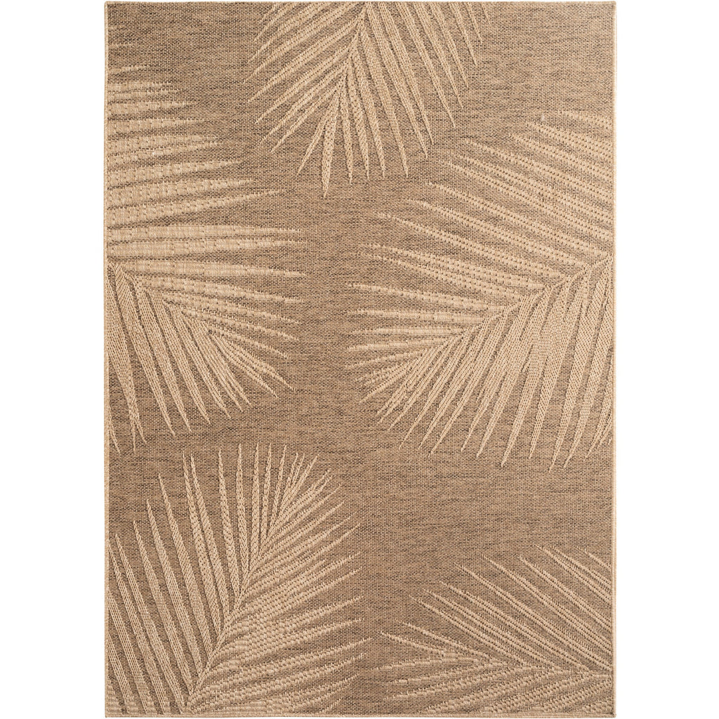 LINORA – Tapis intérieur/extérieur beige, motif feuille aspect jute - LIN1403MAR LINORA