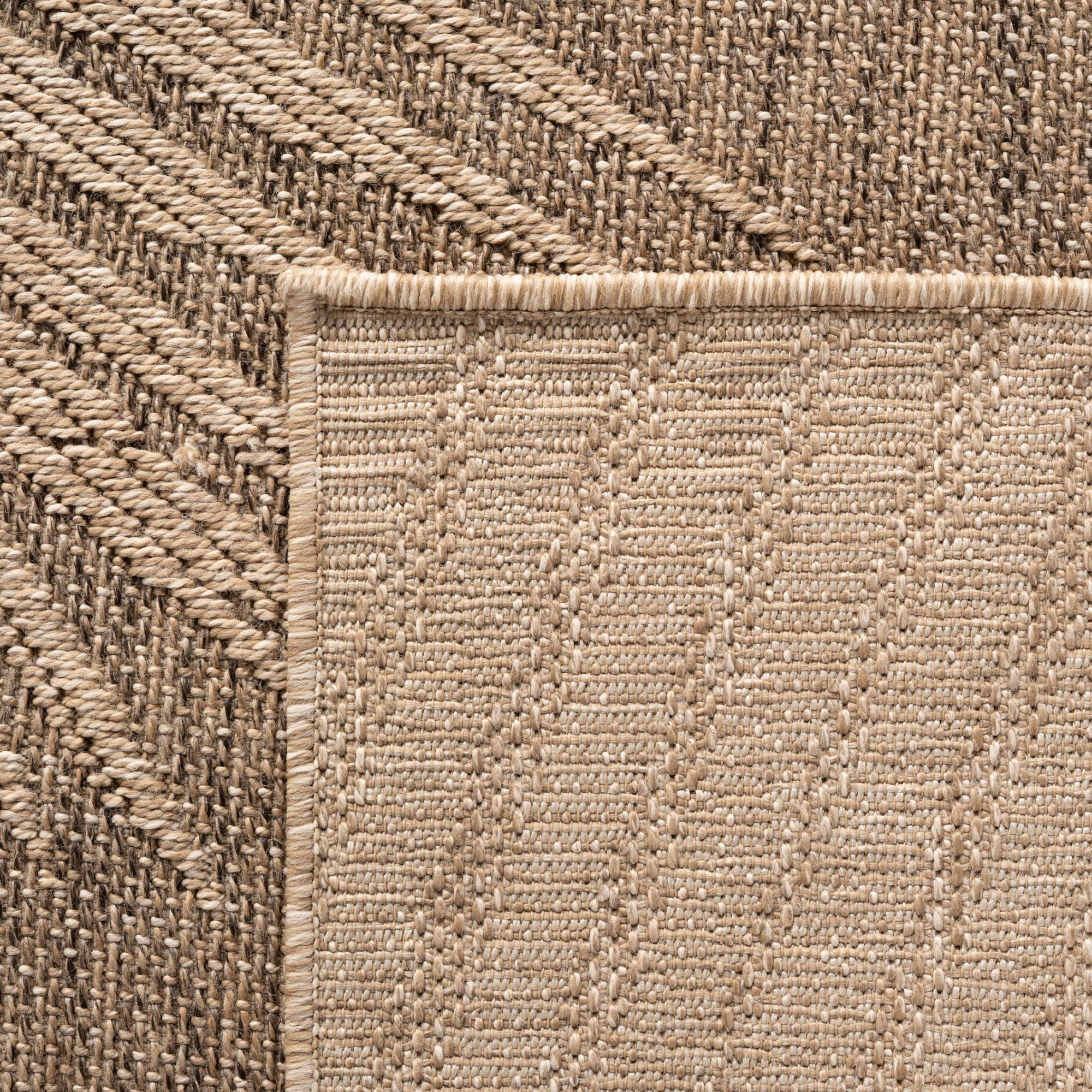 LINORA – Tapis intérieur/extérieur beige, motif feuille aspect jute - LIN1403MAR LINORA