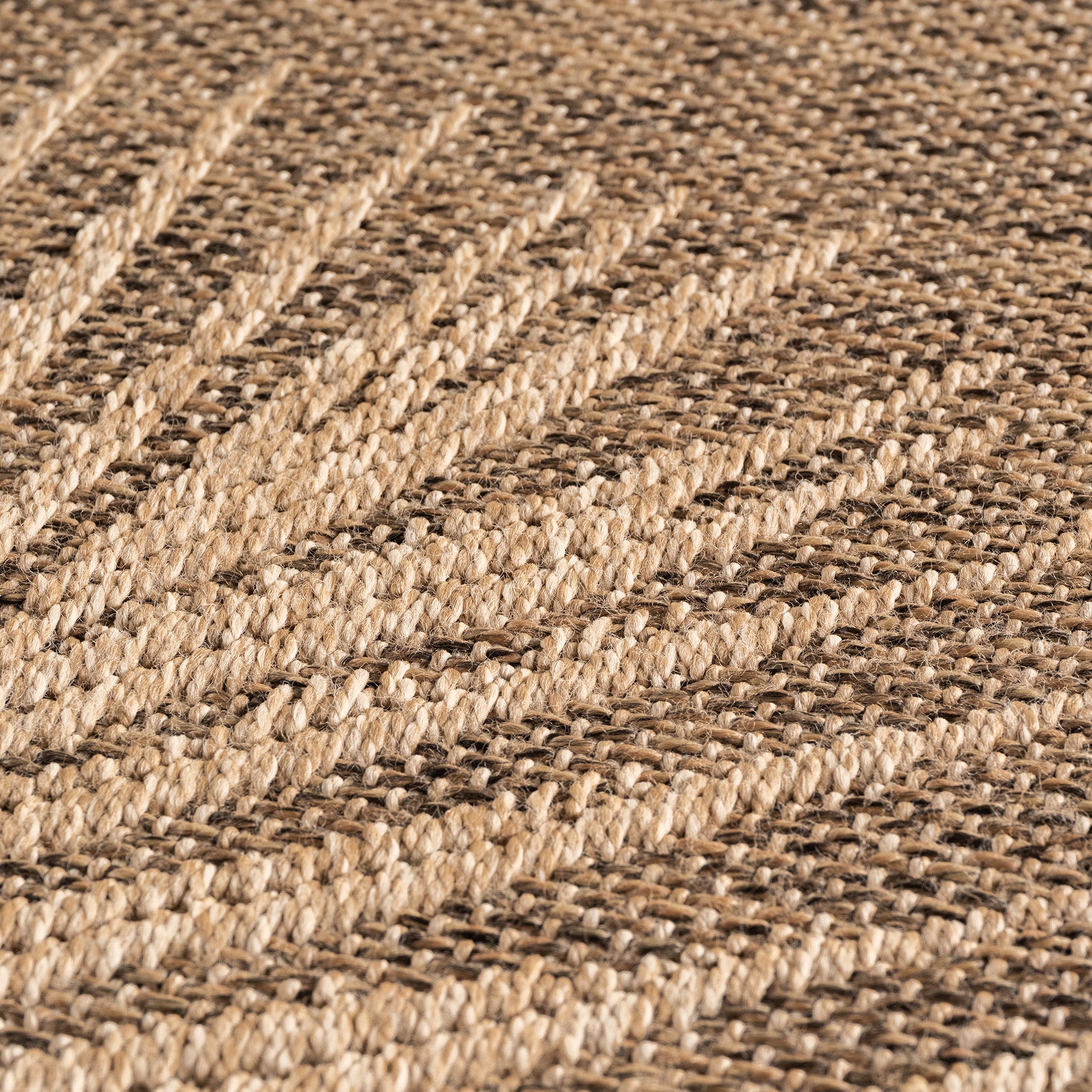 LINORA – Tapis intérieur/extérieur beige, motif feuille aspect jute - LIN1403MAR LINORA