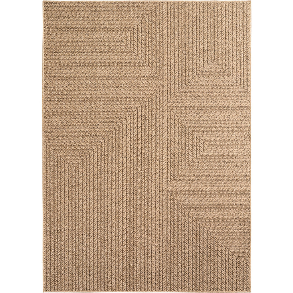 LINORA – Tapis intérieur/extérieur beige, motif graphique aspect jute - LIN1404BEI LINORA