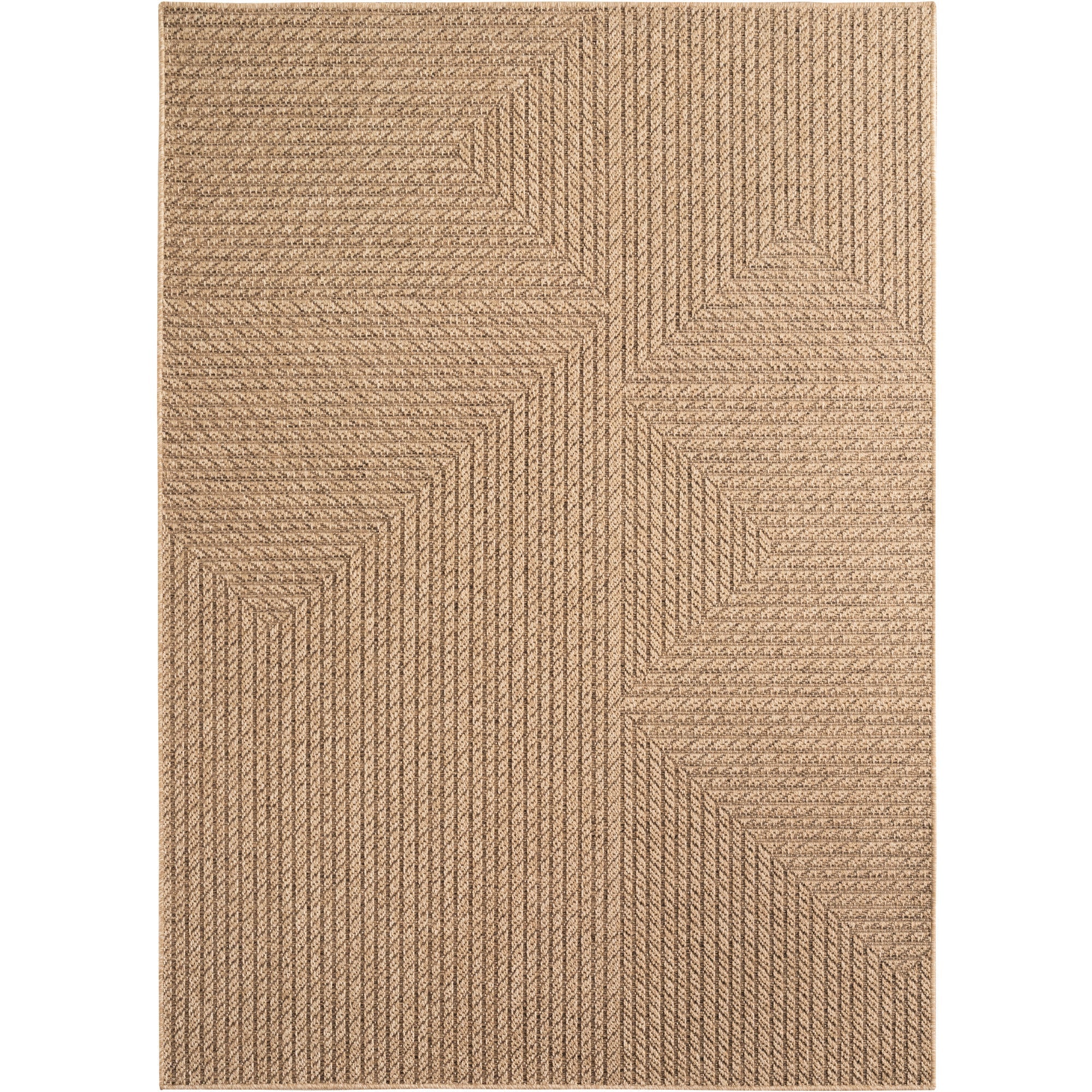 LINORA – Tapis intérieur/extérieur beige, motif graphique aspect jute - LIN1404BEI LINORA