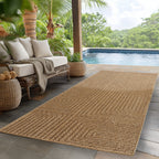 LINORA – Tapis intérieur/extérieur beige, motif graphique aspect jute - LIN1404BEI LINORA