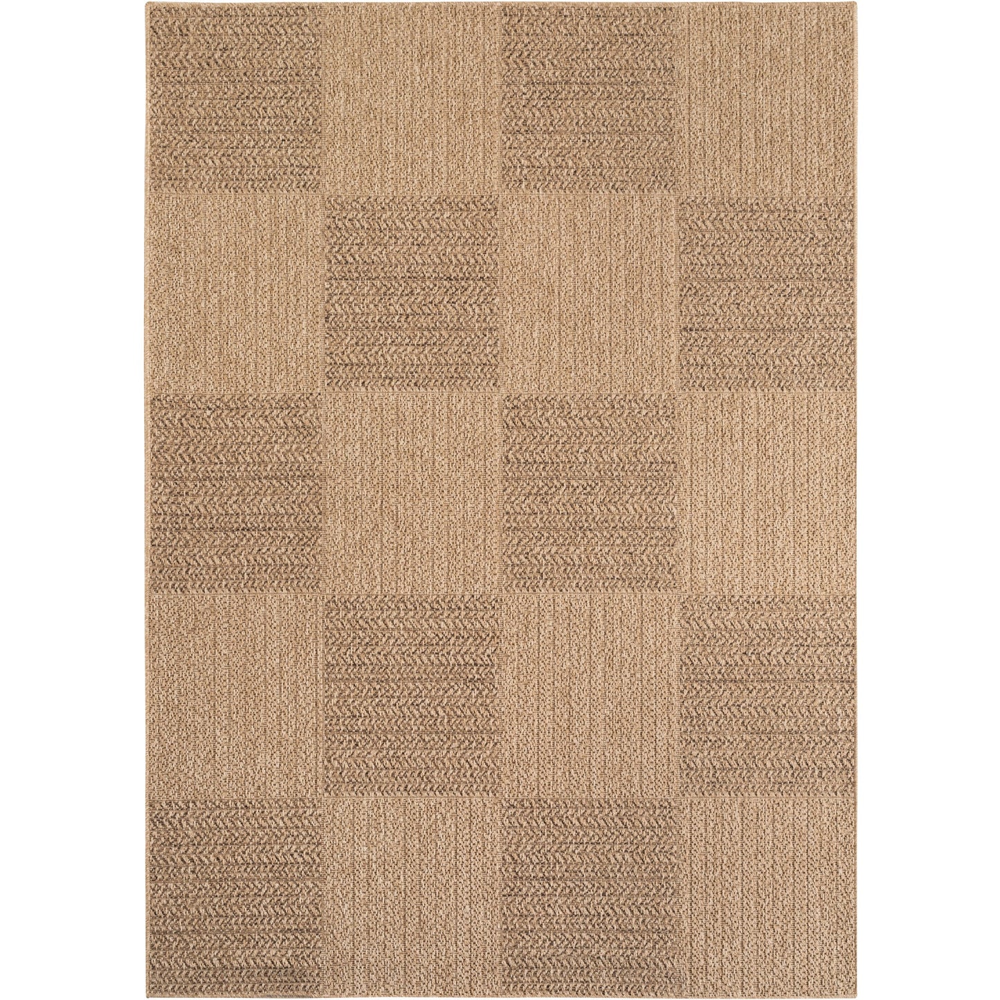 LINORA – Tapis intérieur/extérieur beige, motif damier aspect jute - LIN1405BEI LINORA
