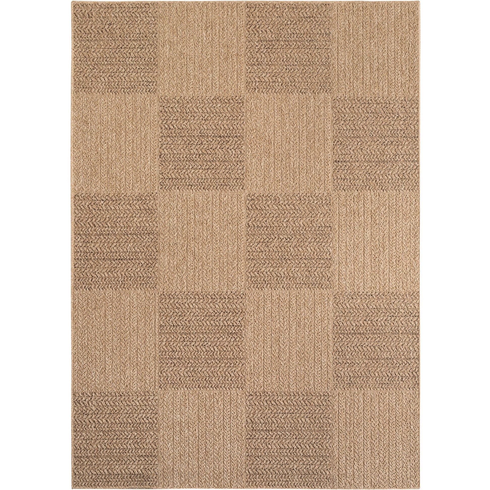 LINORA – Tapis intérieur/extérieur beige, motif damier aspect jute - LIN1405BEI LINORA