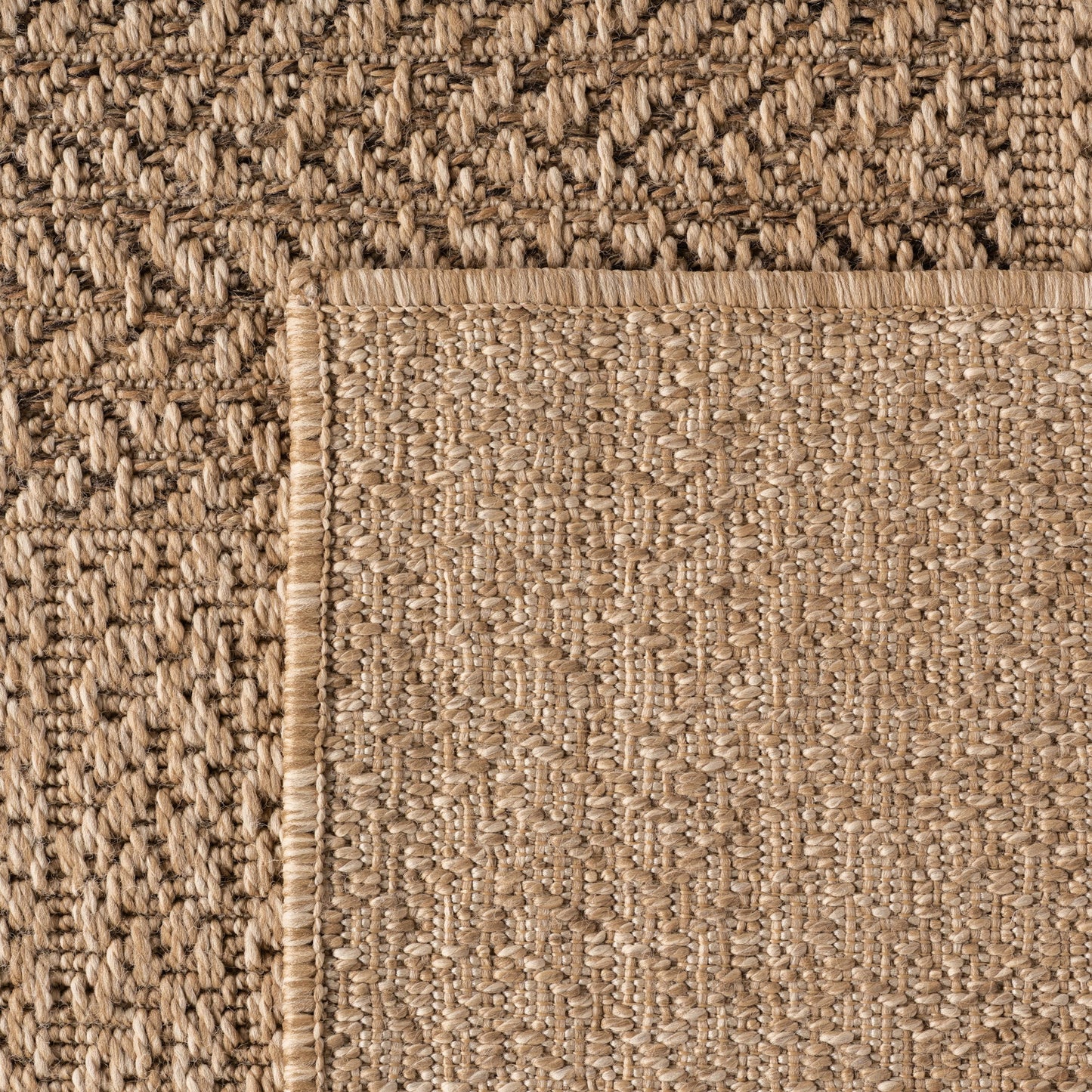 LINORA – Tapis intérieur/extérieur beige, motif damier aspect jute - LIN1405BEI LINORA