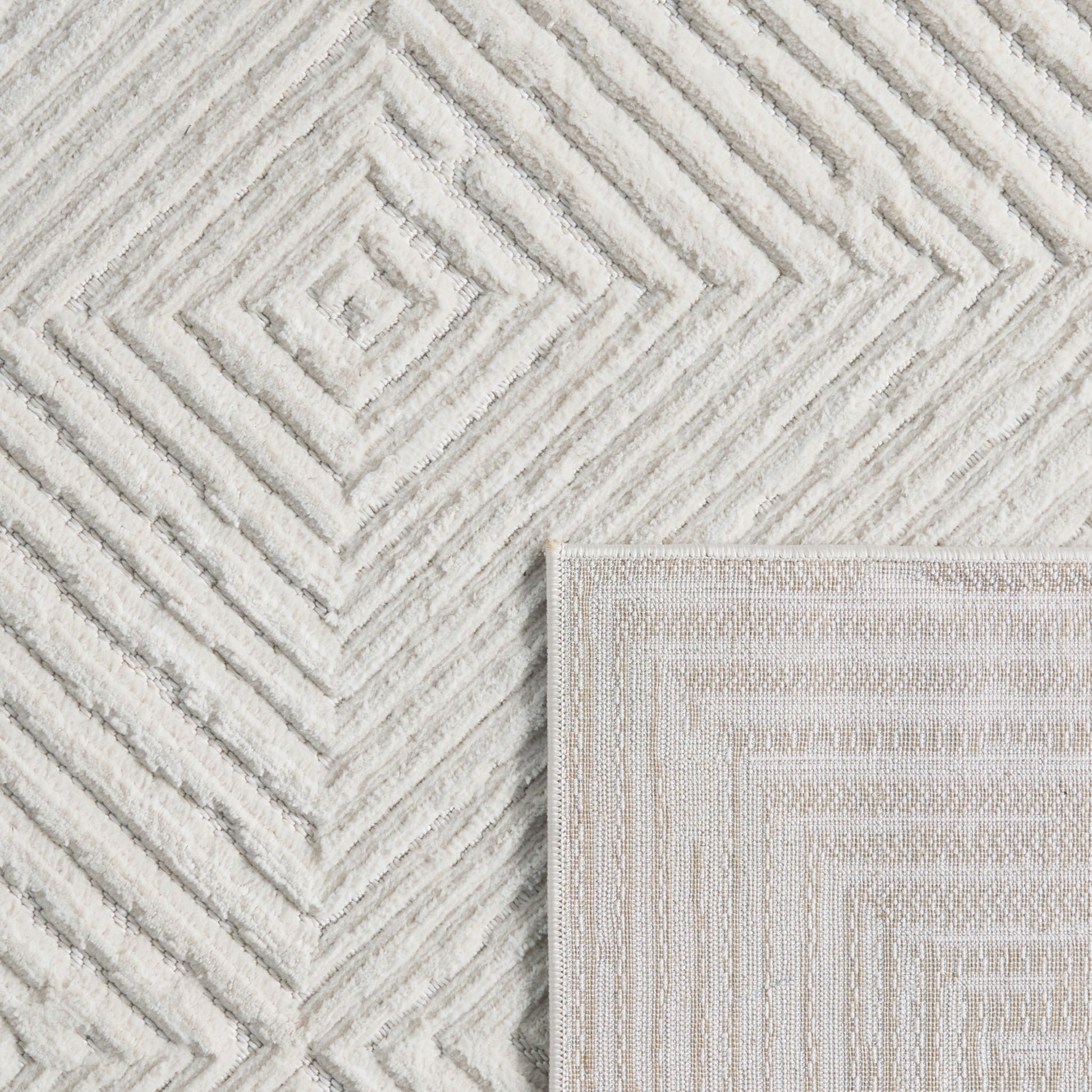 Tapis intérieur extérieur motif damier crème : LOO323CRE LOOPIN