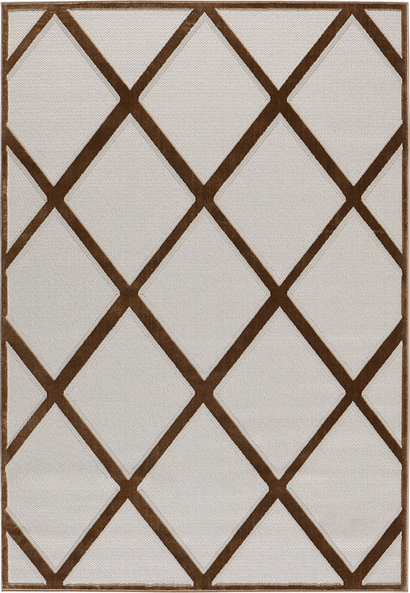 Tapis intérieur extérieur motif gros losanges beige : LOO328BEI LOOPIN