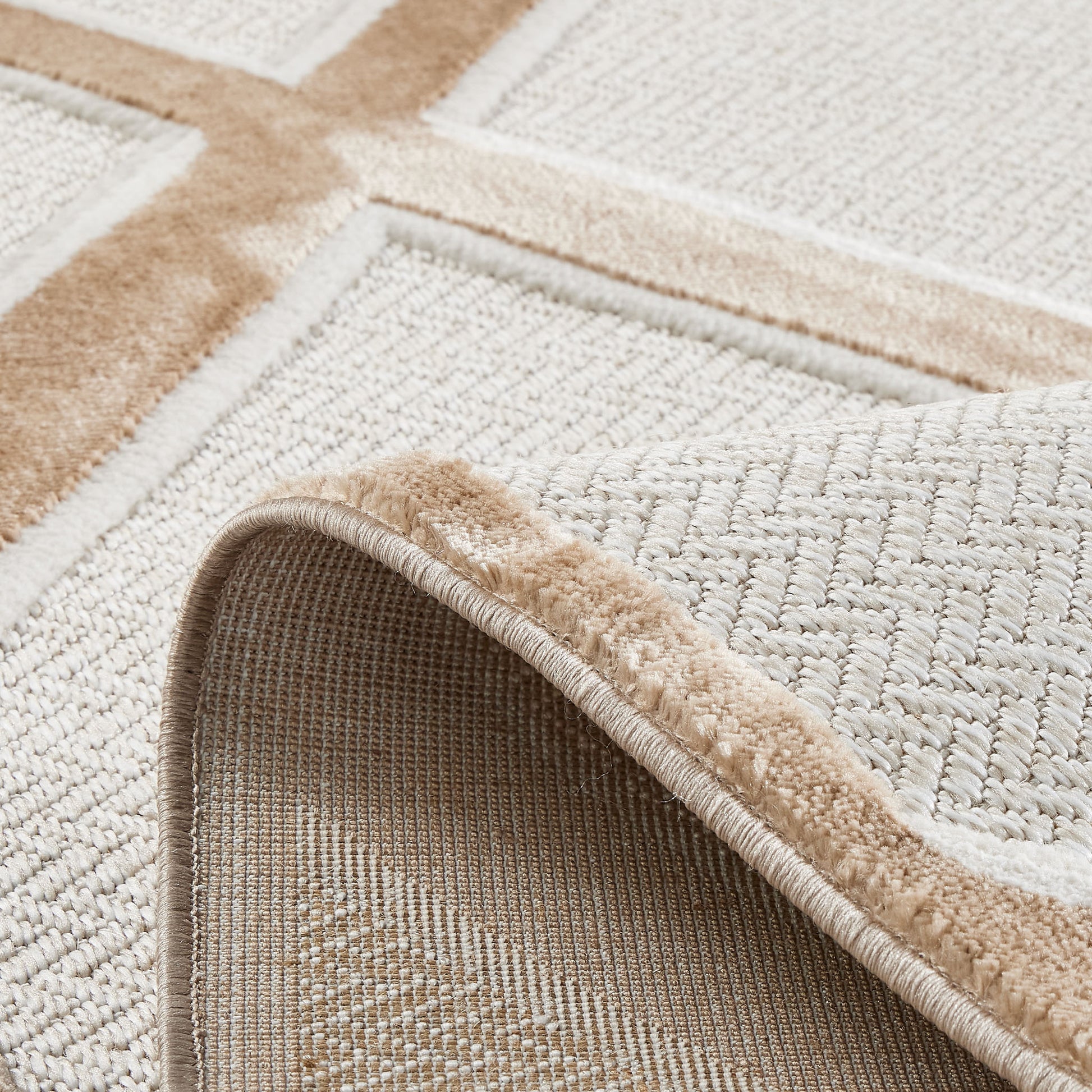 Tapis intérieur extérieur motif gros losanges beige : LOO328BEI LOOPIN