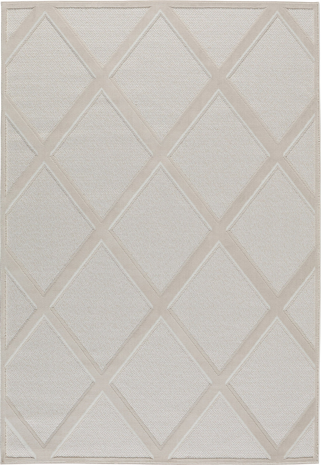 Tapis intérieur extérieur motif gros losanges crème : LOO328CRE LOOPIN