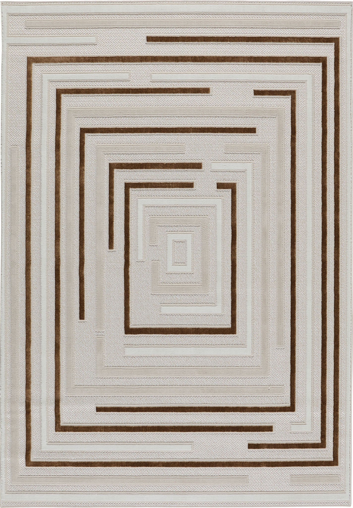 Tapis intérieur extérieur motif rectangle beige : LOO334BEI LOOPIN