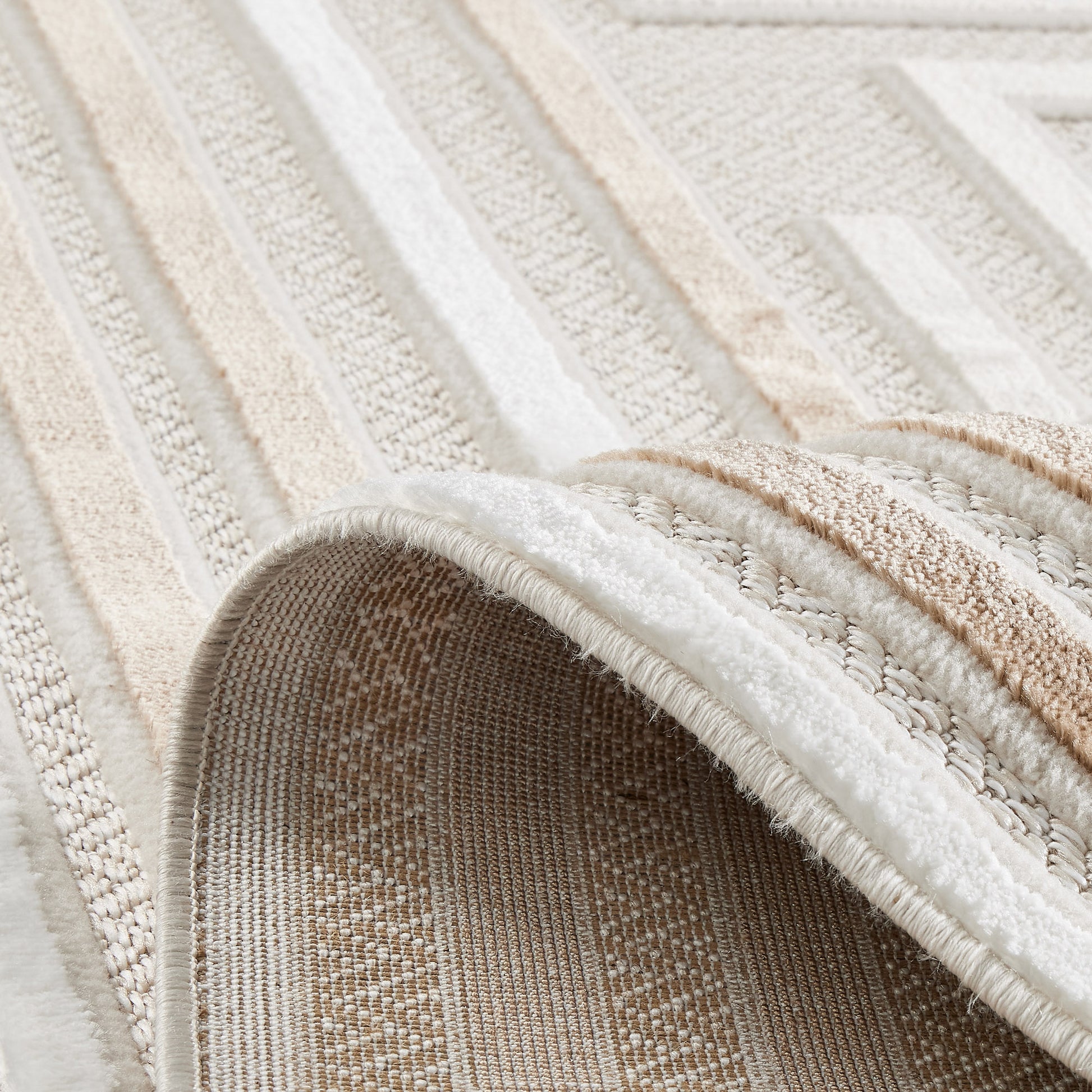 Tapis intérieur extérieur motif rectangle beige : LOO334BEI LOOPIN
