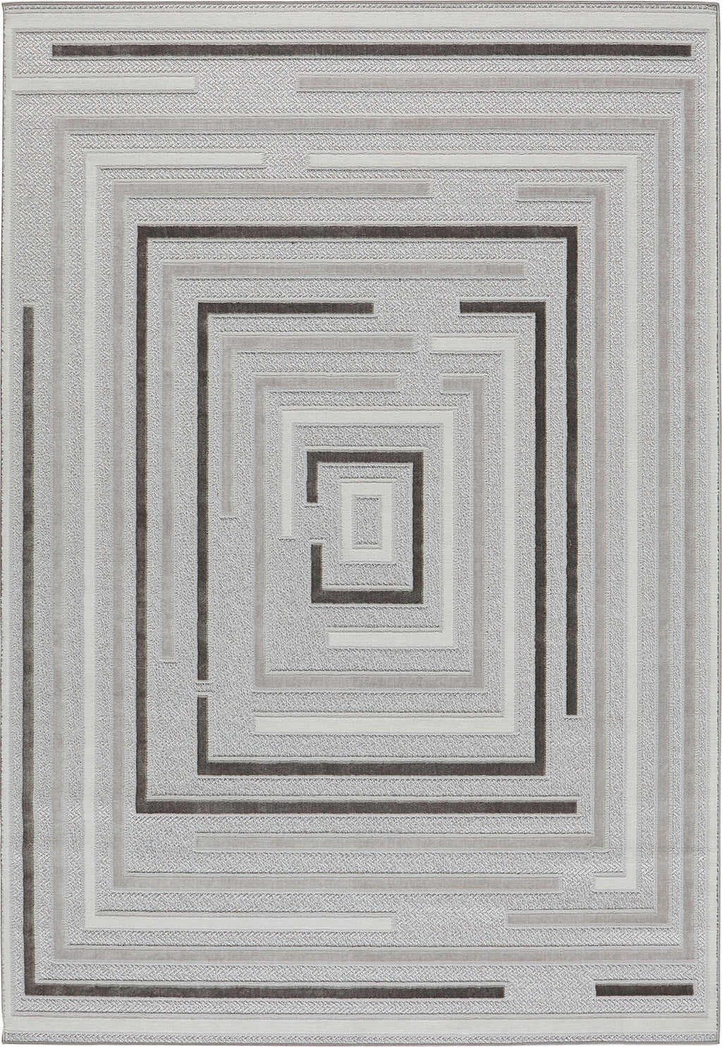 Tapis intérieur extérieur motif rectangle gris : LOO334GRI LOOPIN