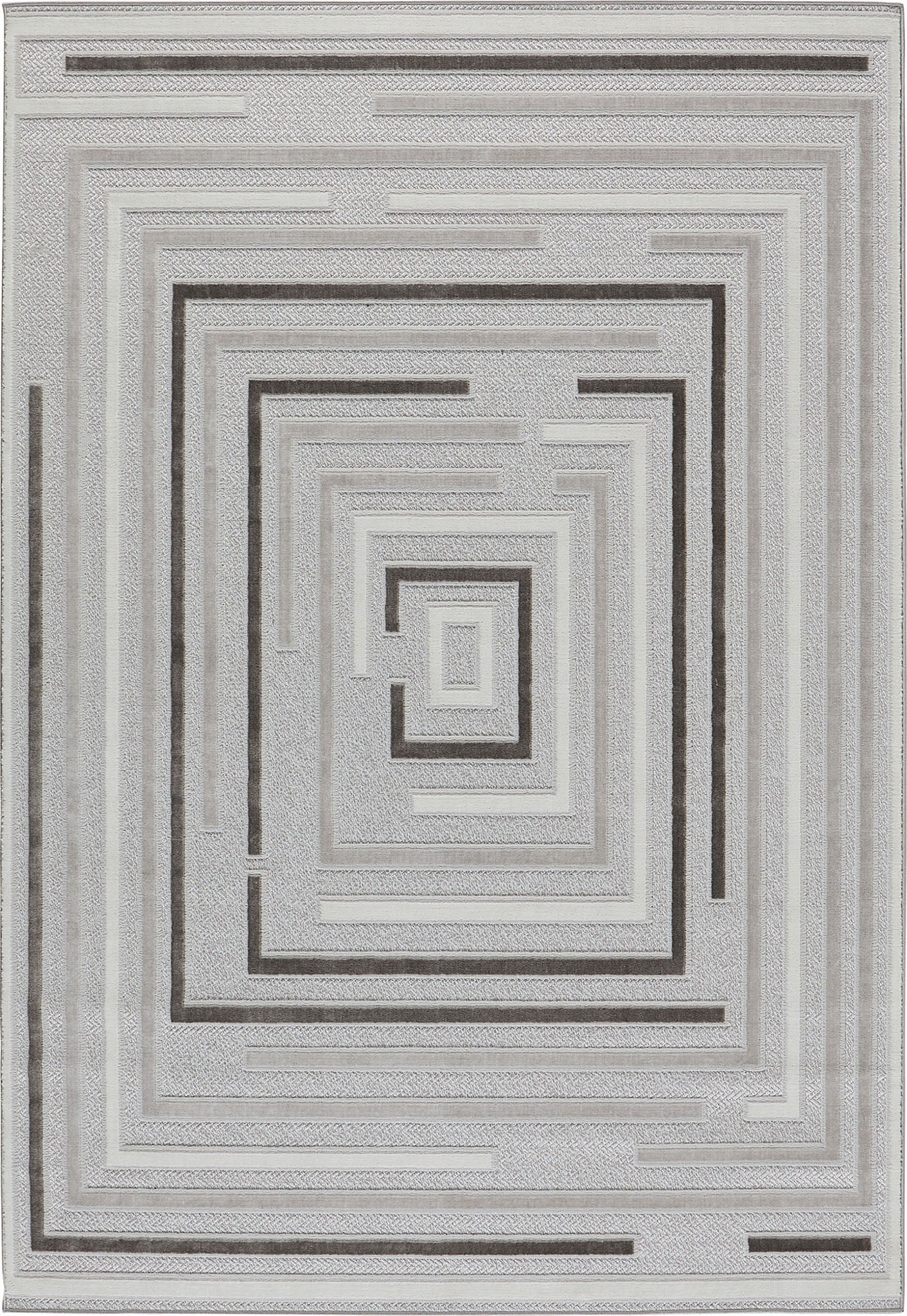 Tapis intérieur extérieur motif rectangle gris : LOO334GRI LOOPIN
