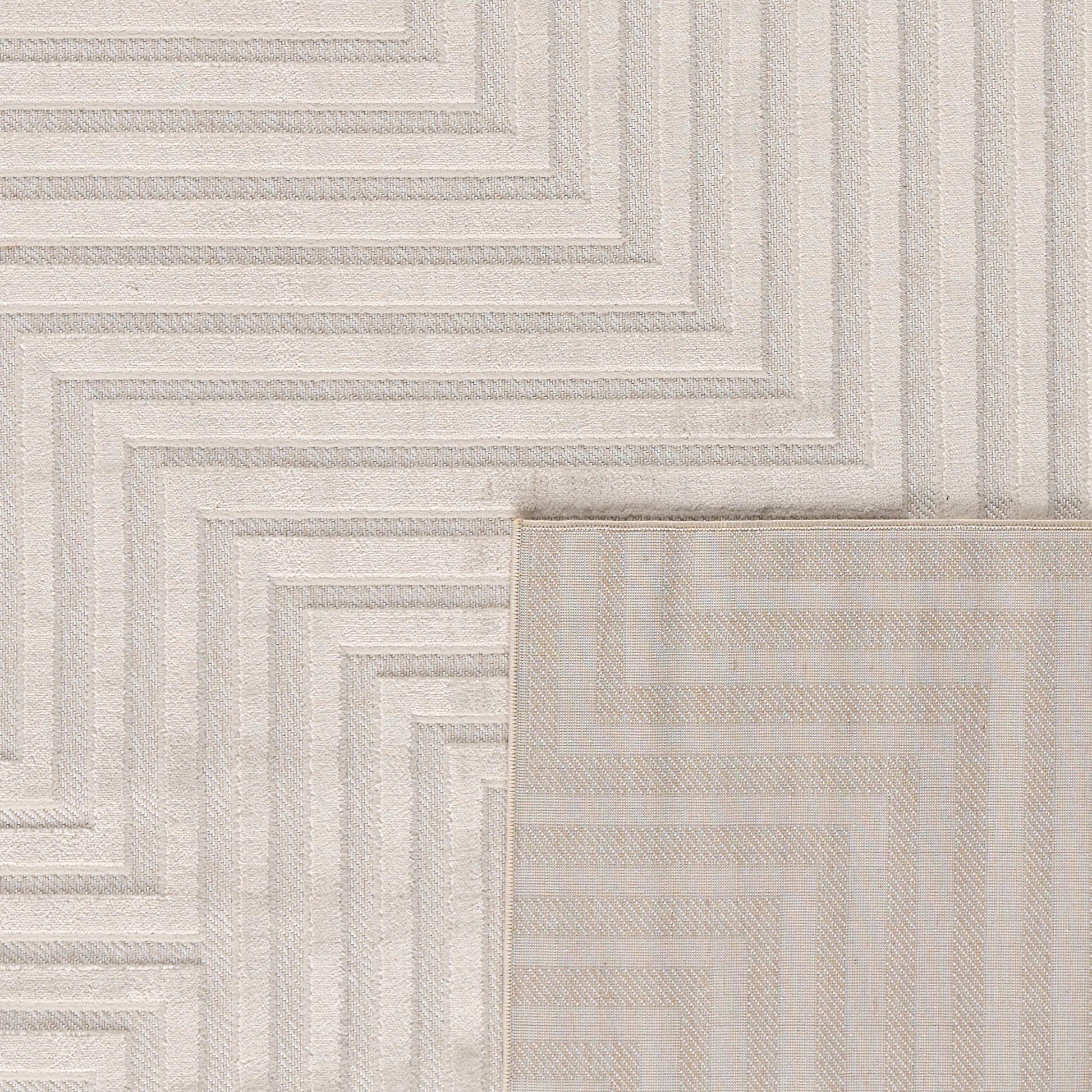 Tapis intérieur extérieur motif abstrait crème : LOO338CRE LOOPIN