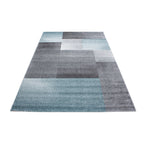 LUCCA - Tapis à poils ras à motif géométrique bleu - LUC1810BLE LUCCA