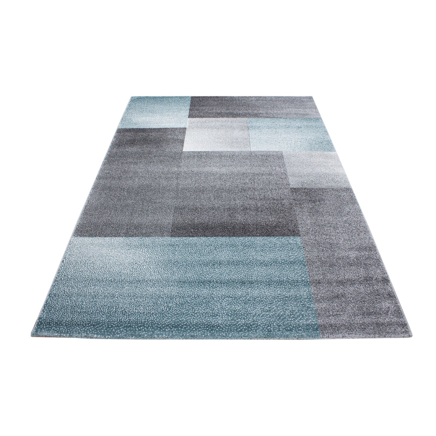 LUCCA - Tapis à poils ras à motif géométrique bleu - LUC1810BLE LUCCA
