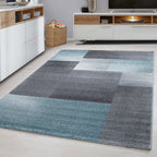 LUCCA - Tapis à poils ras à motif géométrique bleu - LUC1810BLE LUCCA