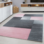 LUCCA - Tapis à poils ras à motif géométrique rose - LUC1810ROS LUCCA