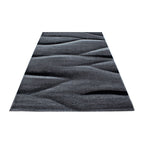 LUCCA - Tapis à poils ras à motif vague noir - LUC1840NOI LUCCA