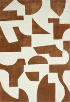 Tapis géométrique en polypropylène motif marron : MEM562MAR MEMPHIS