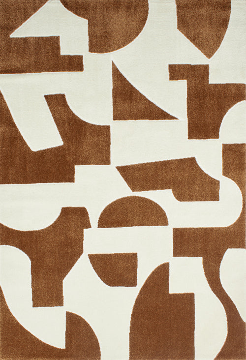 Tapis géométrique en polypropylène motif marron : MEM562MAR MEMPHIS