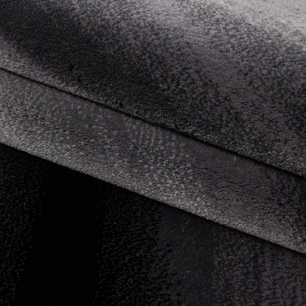 MIAMI - Tapis de salon à motif vague noir - MIA6630NOI MIAMI