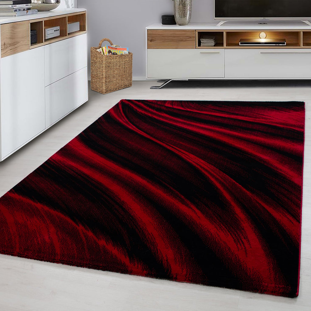 MIAMI - Tapis de salon à motif vague rouge - MIA6630ROU MIAMI
