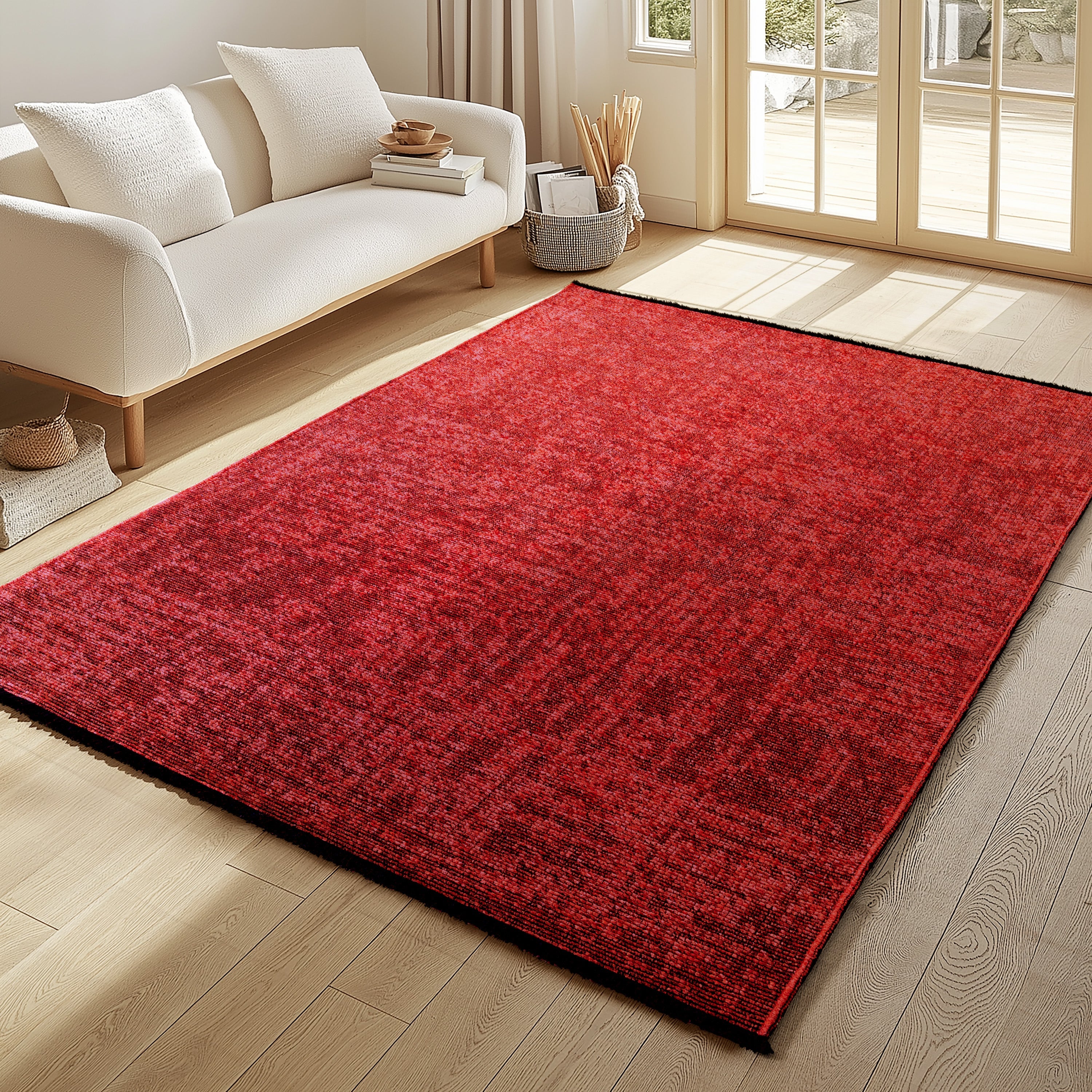 MIRA : Tapis de Salon Rouge Chic – Confort et Style Contemporain - MIR1900ROU MIRA