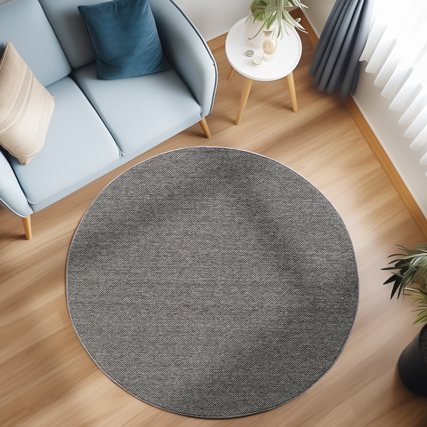 MORELIA - Tapis moderne rond aspect laine bouclée - MOR4300GRI