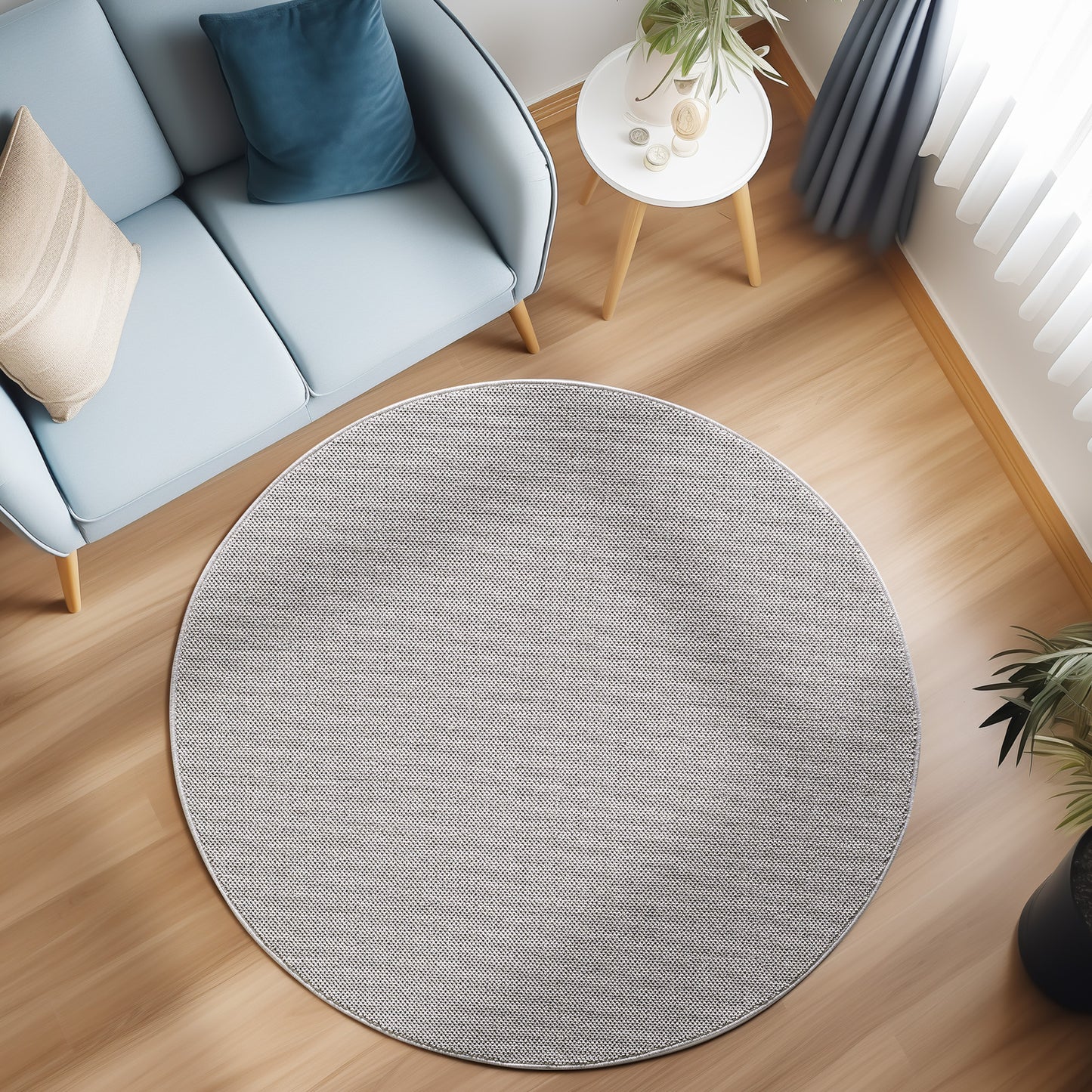 MORELIA - Tapis moderne rond aspect laine bouclée - MOR4300SIL