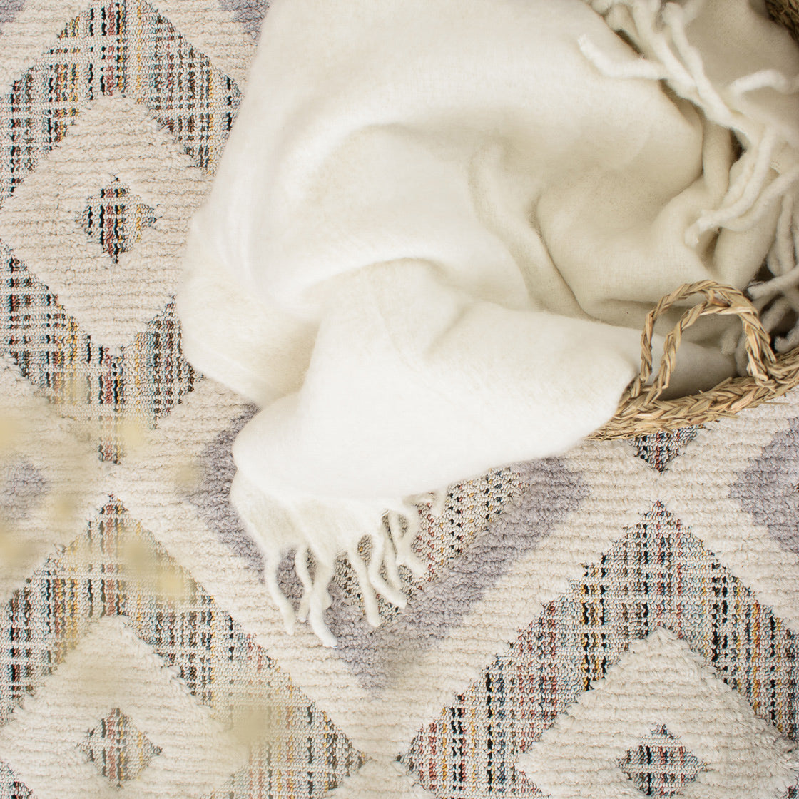 Tapis géométriques à reliefs gris : NAL651GRI NALA