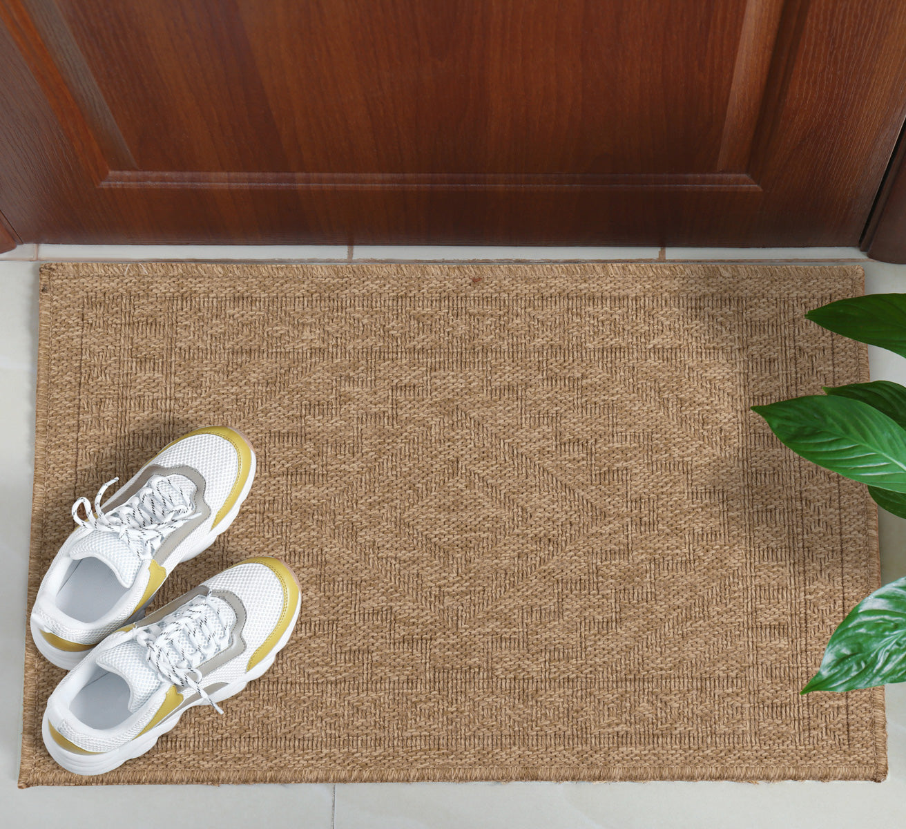 NATURE - Tapis aspect jute naturel beige à motifs losanges - NAT8729BEI NATURE