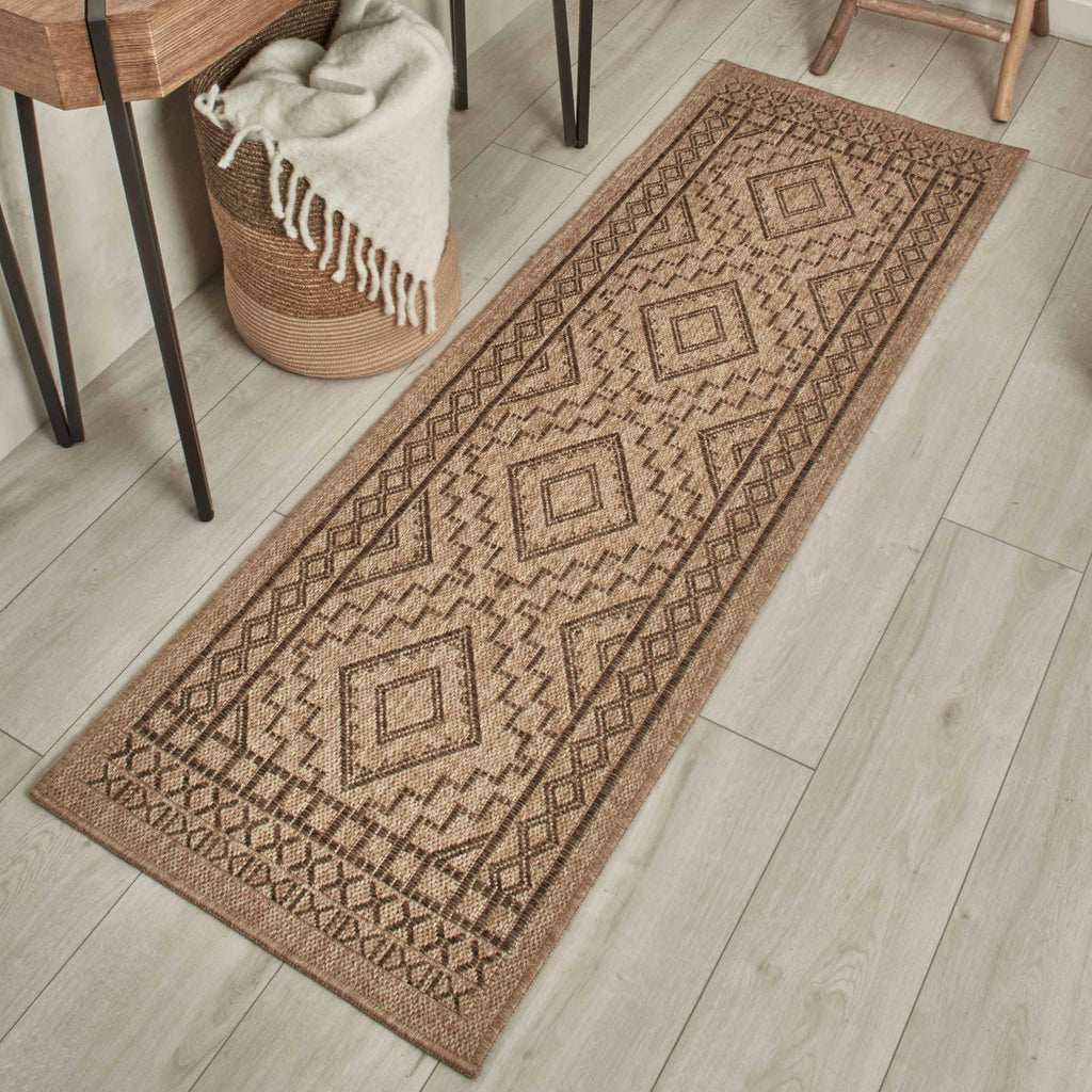 NATURE - Tapis aspect jute naturel marron à motifs losanges - NAT8729MAR NATURE
