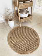 Tapis effet jute naturel uni marron rond : NAT8751MAR Nature