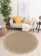 Tapis effet jute naturel uni marron rond : NAT8751MAR Nature