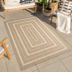 NATURE - Tapis effet jute naturel avec motifs rectangulaires blancs  - NAT8863BLA NATURE