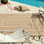 NATURE - Tapis effet jute naturel avec motifs rectangulaires blancs  - NAT8863BLA NATURE