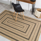 NATURE - Tapis effet jute naturel à motifs rectangulaires noirs - NAT8863NOI NATURE