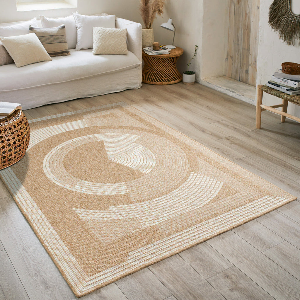 NATURE - Tapis aspect jute naturel à motif blanc - NAT8865BLA NATURE