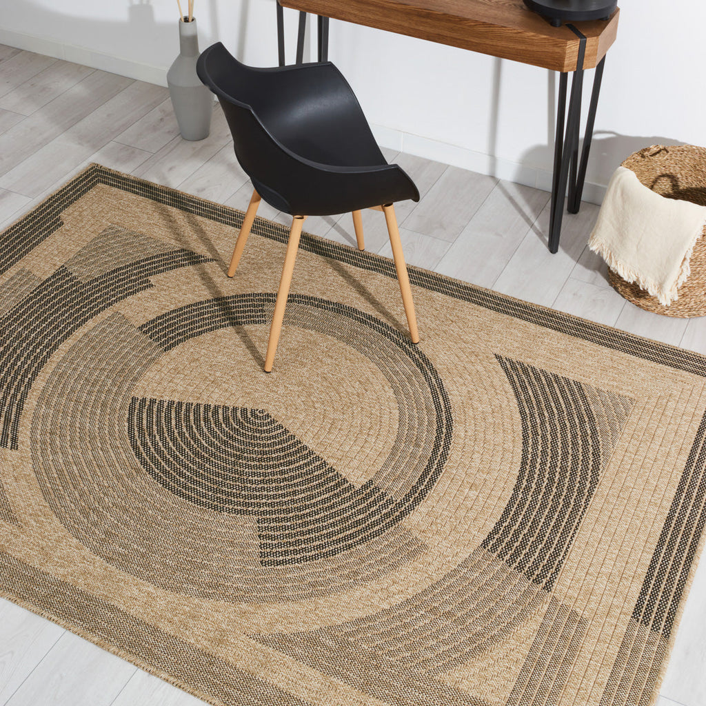 NATURE - Tapis aspect jute naturel à motif noir - NAT8865NOI NATURE