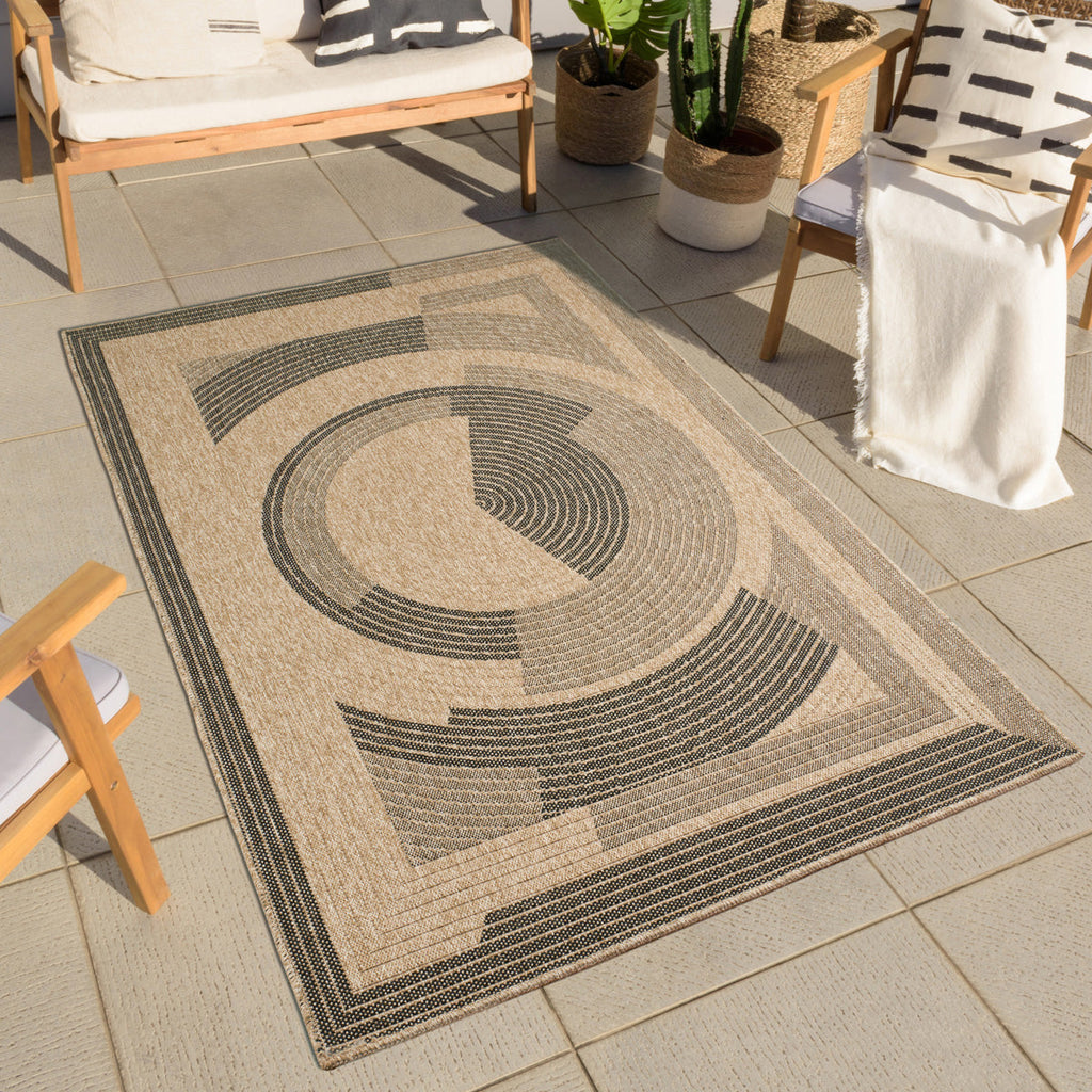 NATURE - Tapis aspect jute naturel à motif noir - NAT8865NOI NATURE
