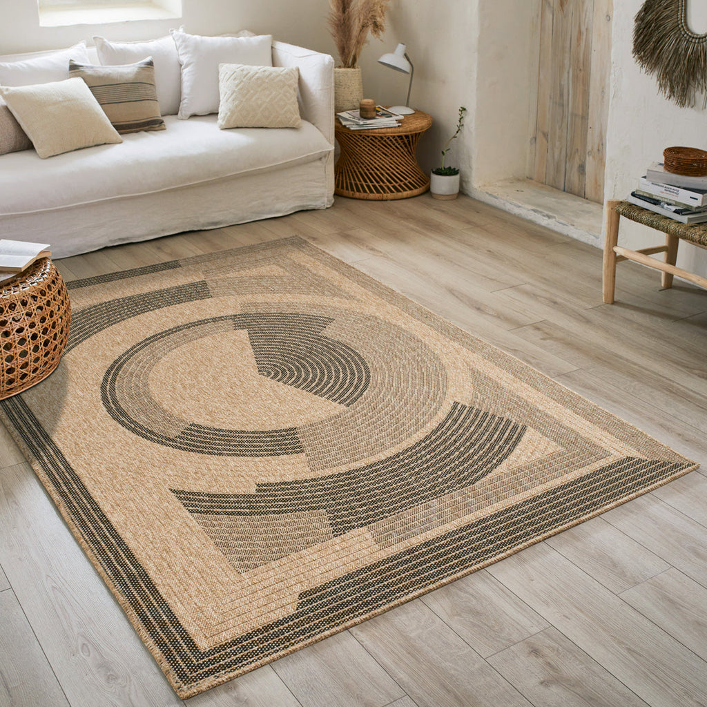 NATURE - Tapis aspect jute naturel à motif noir - NAT8865NOI NATURE