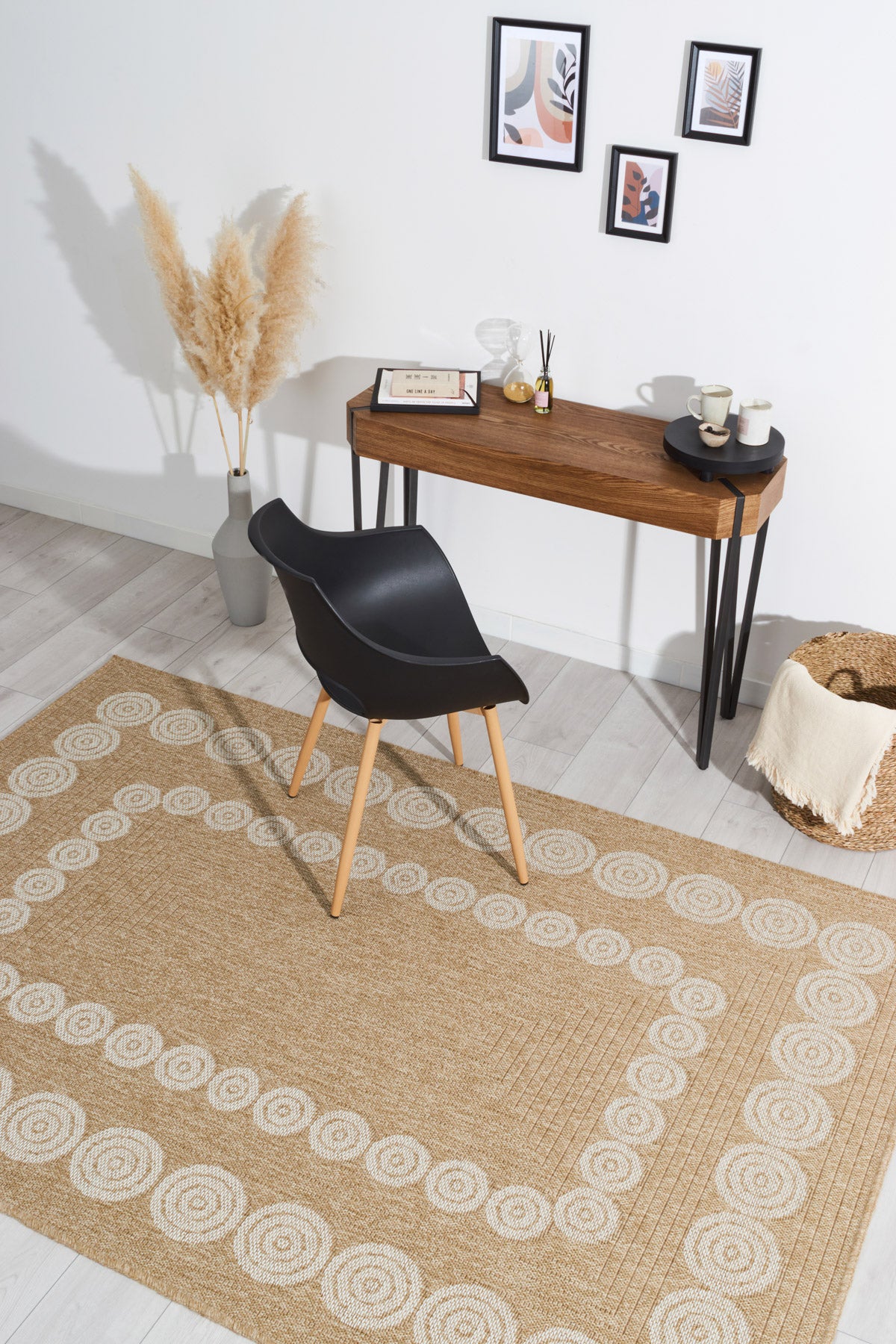 Tapis effet toile de jute à motif blanc : NAT8868BLA NATURE
