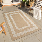 NATURE - Tapis aspect jute naturel à motifs géométriques blancs - NAT8868BLA NATURE