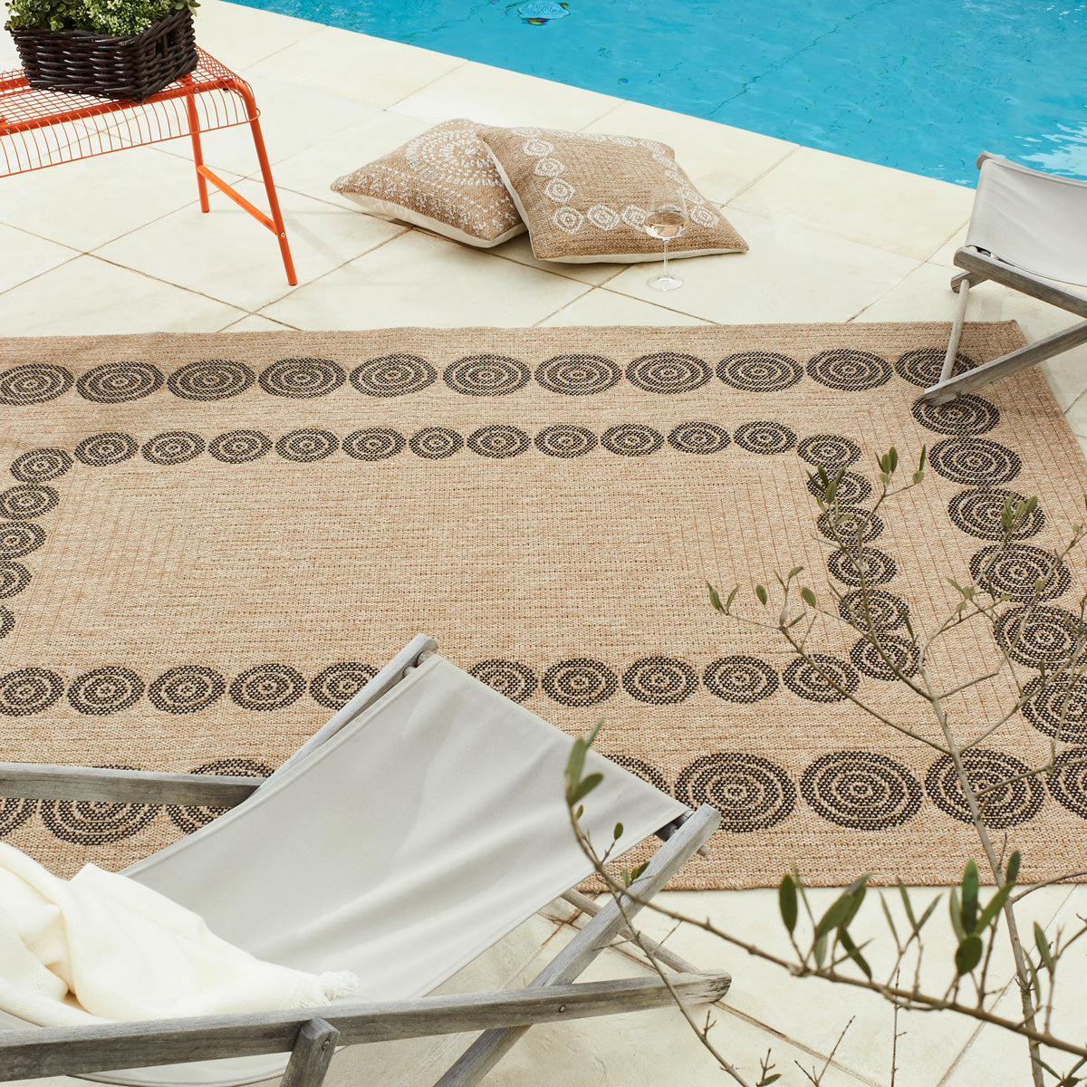 NATURE - Tapis aspect jute naturel à motifs géométriques noirs - NAT8868NOI NATURE