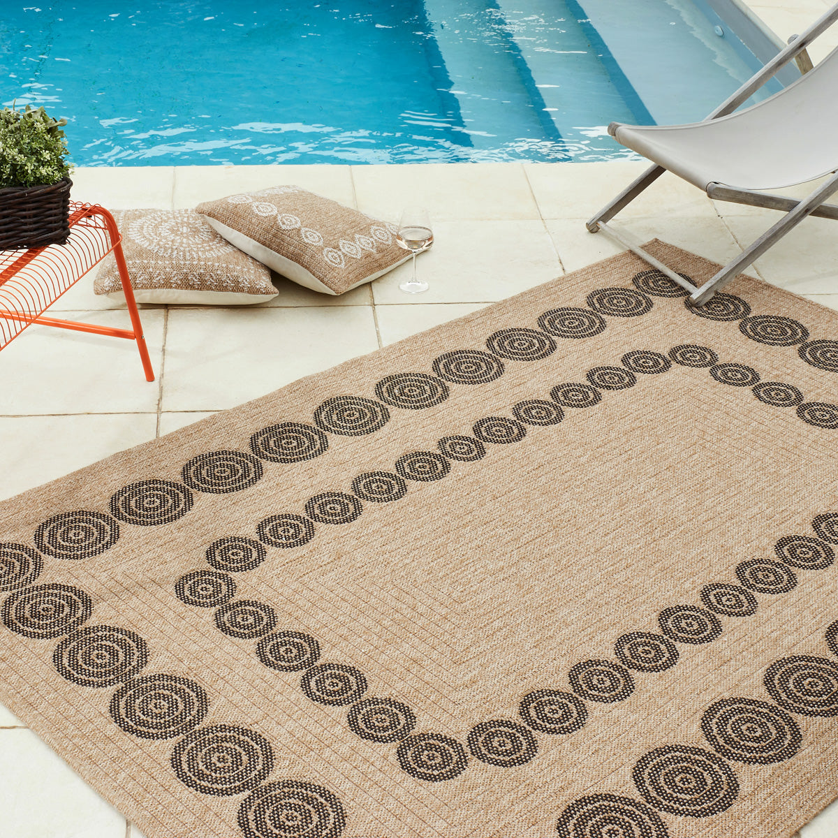 NATURE - Tapis aspect jute naturel à motifs géométriques noirs - NAT8868NOI NATURE
